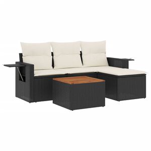 vidaXL Salon de jardin 5 pcs avec coussins noir r&eacute;sine tress&eacute;e