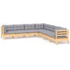vidaXL Salon de jardin 7 pcs avec coussins gris bois de pin massif