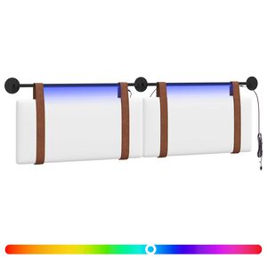 vidaXL T&ecirc;te de lit suspendue Avec lumi&egrave;re LED Blanc PU antique