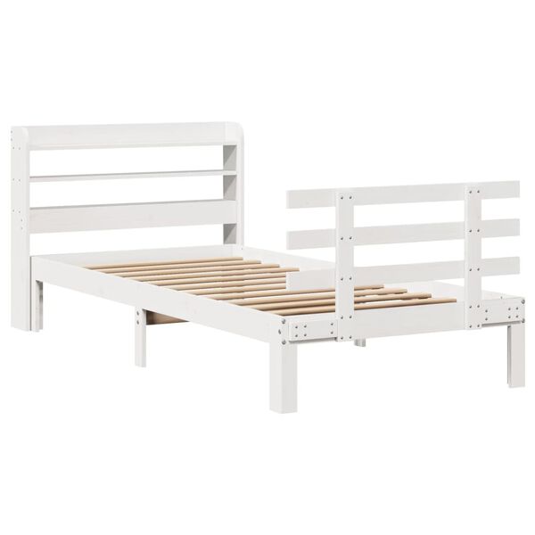 vidaXL Cadre de lit avec t&ecirc;te de lit sans matelas blanc 75x190 cm