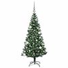 vidaXL Sapin de No&euml;l artificiel pr&eacute;-&eacute;clair&eacute; Vert 150 cm PVC et m&eacute;tal