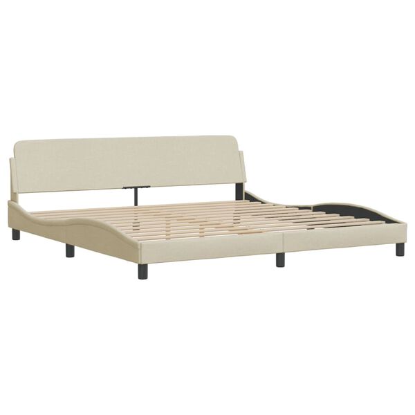 vidaXL Lit avec matelas Hvar cr&egrave;me 200x200 cm tissu