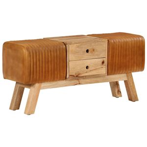 vidaXL Banc de bok Marron 107 cm Cuir de ch&egrave;vre v&eacute;ritable