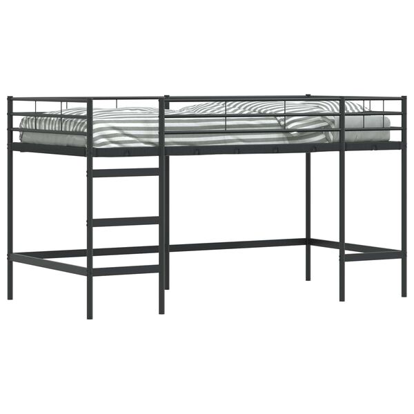vidaXL Lit mezzanine pour enfants Noir 79,5 x 200 cm Acier