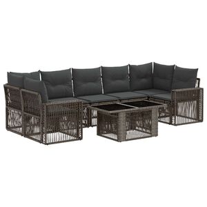 vidaXL Ensemble de canap&eacute; de jardin 8 pc Gris et Gris fonc&eacute; polyrotin