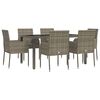 vidaXL Ensemble à manger jardin et coussins 7 pcs gris rotin