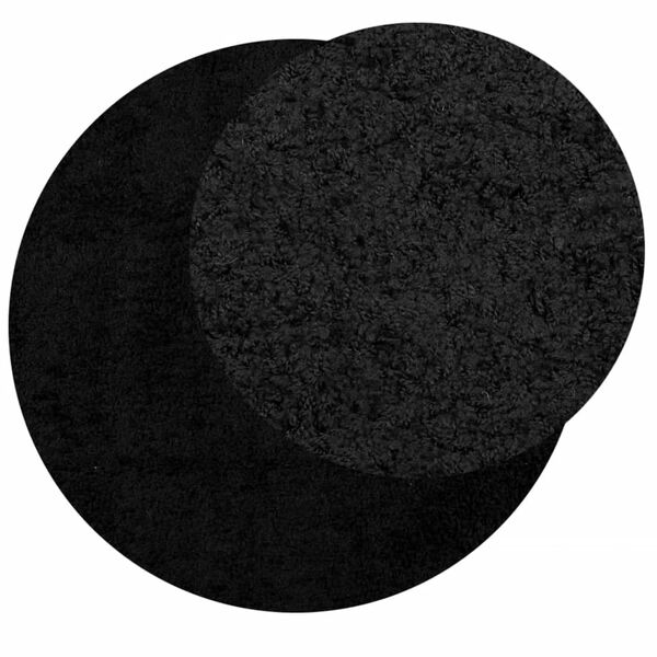 vidaXL Tapis shaggy PAMPLONA poils longs moderne noir &Oslash; 120 cm