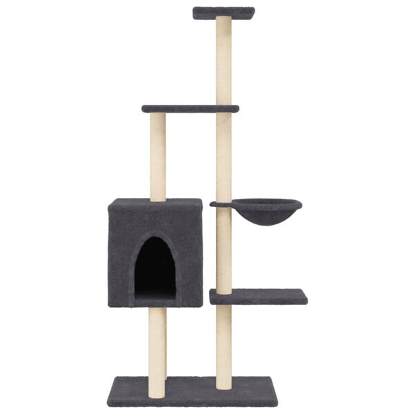 vidaXL Arbre à chat avec griffoirs en sisal Gris foncé 145 cm