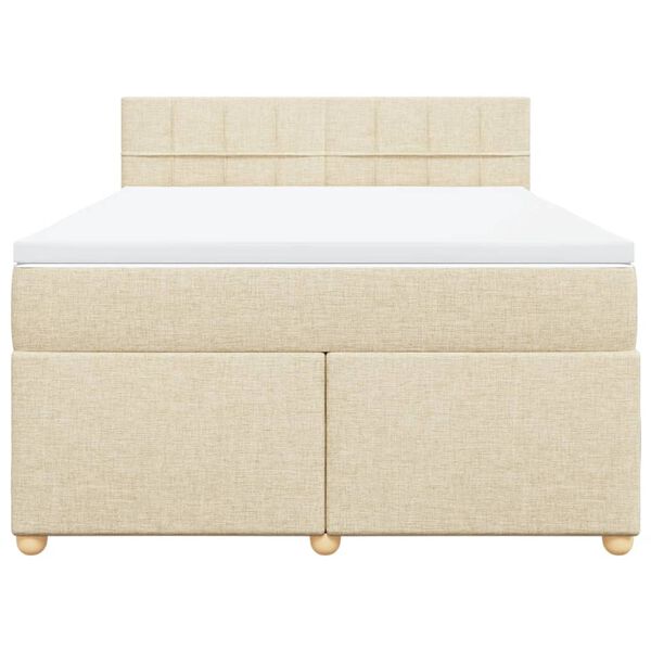 vidaXL Sommier &agrave; lattes de lit avec matelas Cr&egrave;me 140x200 cm Tissu