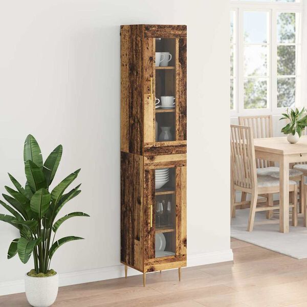 vidaXL Haut Armoire 2 pcs Bois Ancien Verre