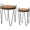 H&S Collection Ensemble de 2 tables d'appoint rondes Teck