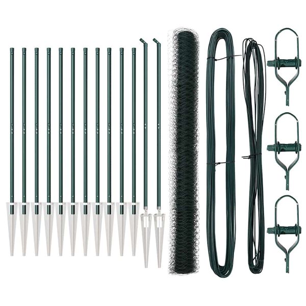 vidaXL Cl&ocirc;ture avec poteaux Vert 1.5 x 25 m Acier recouvert de PVC