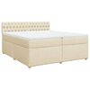 vidaXL Sommier &agrave; lattes de lit avec matelas Cr&egrave;me 200x200 cm Tissu