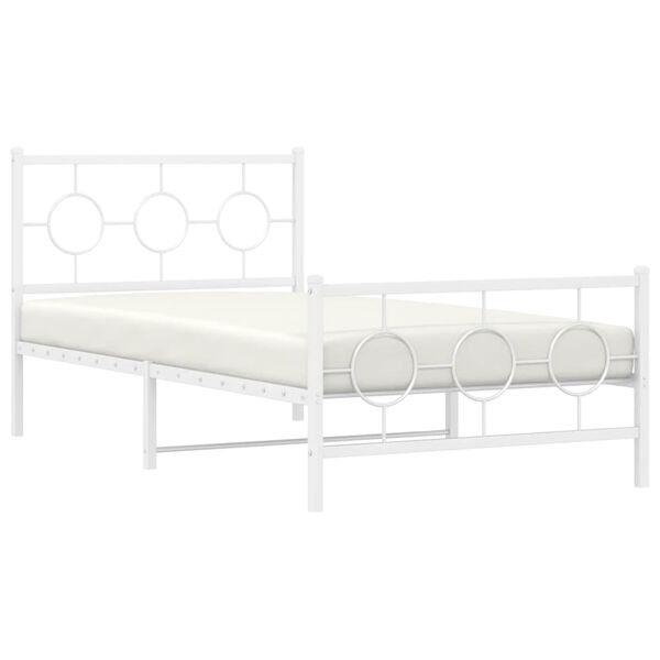vidaXL Cadre de lit métal sans matelas et pied de lit blanc 100x190 cm
