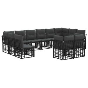 vidaXL Ensemble de canap&eacute;s d'ext&eacute;rieur Noir et Gris fonc&eacute; Polyester