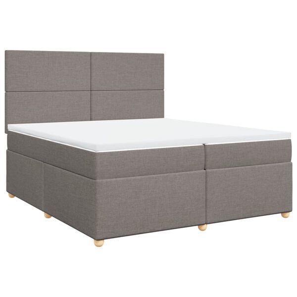 vidaXL Sommier &agrave; lattes de lit avec matelas Taupe 200x200 cm Tissu