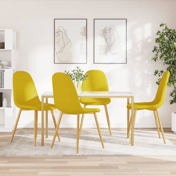 vidaXL Chaises &agrave; manger lot de 4 Jaune moutarde Velours