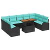 vidaXL Ensemble de canap&eacute; de jardin 10 pc Noir Poly rotin