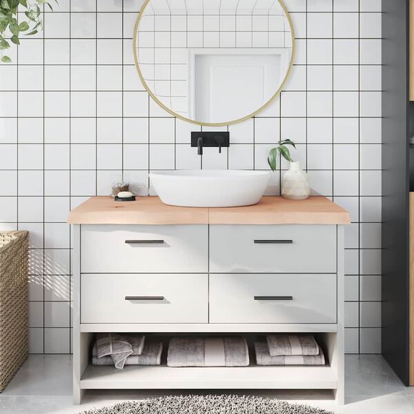 vidaXL Comptoir de salle de bain 120x50x(2-6)cm bois massif non trait&eacute;