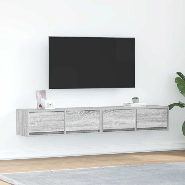 vidaXL Meubles TV 2 pcs sonoma gris 80x31x25,5 cm bois d'ingénierie