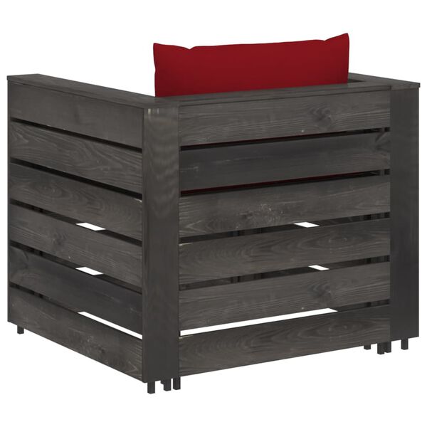 vidaXL Salon de jardin 2 pcs avec coussins Bois impr&eacute;gn&eacute; de gris