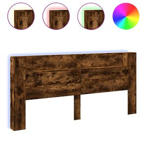 vidaXL Armoire t&ecirc;te de lit avec LED ch&ecirc;ne fum&eacute; 220x16,5x103,5 cm