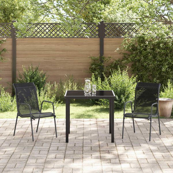 vidaXL Ensemble de salle &agrave; manger pour jardin 3 pcs Noir
