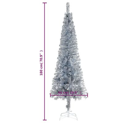 vidaXL Arbre de Noël mince avec LED et boules Argenté 180 cm