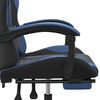 vidaXL Chaise de jeu pivotante et repose-pied Noir et bleu Similicuir