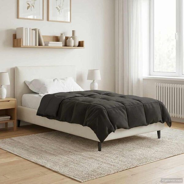 vidaXL Duvet d'&eacute;t&eacute; simple Matelass&eacute; Anthracite 155 x 200 cm Microfibre