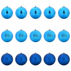 vidaXL Ensemble de Boules de No&euml;l XL 15 pcs Bleu Plastique