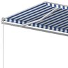 vidaXL Auvent r&eacute;tractable automatique et poteaux 4,5x3 m Bleu et blanc