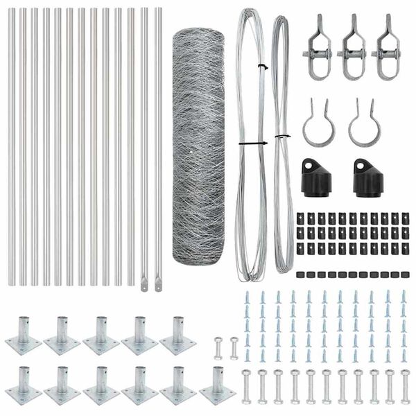vidaXL Poteau de cl&ocirc;ture. Argent&eacute; 25 x 0,6 m (maille de 36 mm) Acier