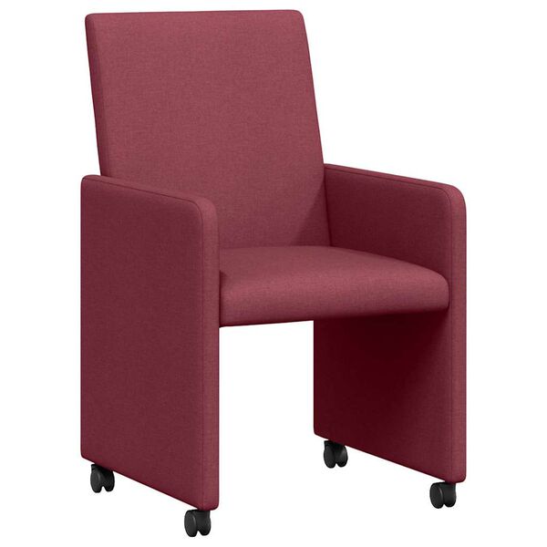 vidaXL Chaises de Salle &agrave; Manger avec Roues 2 pcs Bordeaux tissu