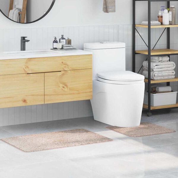 vidaXL Ensemble de tapis de bain antid&eacute;rapants 2 pcs Cr&egrave;me PP