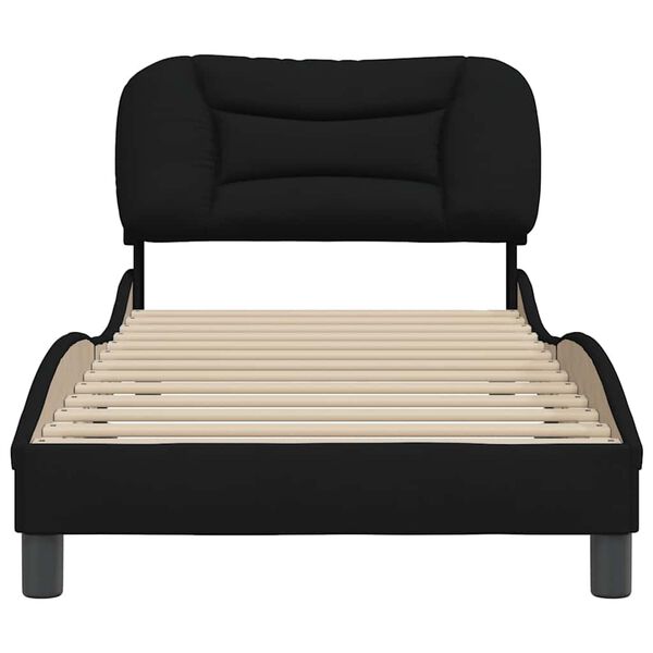 vidaXL Cadre de lit sans matelas Hvar noir 90x200 cm tissu