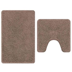 vidaXL Ensemble de tapis de bain antid&eacute;rapants 2 pc Marron 50 x 50 cm