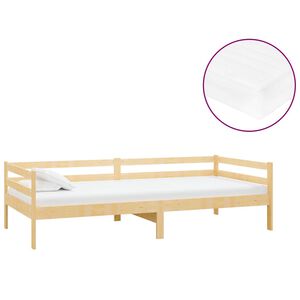 vidaXL Lit de repos avec matelas 90x200 cm Bois de pin massif
