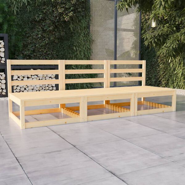 vidaXL Canapé 3 places de jardin Bois de pin massif