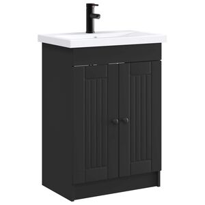 vidaXL Ensemble de mobilier de salle de bain Noir 56 x 37,5 x 81 cm