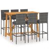 vidaXL Ensemble de bar de jardin 7 pcs avec coussins Gris