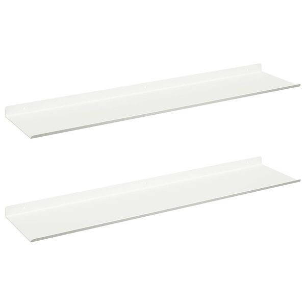 vidaXL &Eacute;tag&egrave;re flottante 2 pcs Blanc 80 x 18 x 2,5 cm Acier