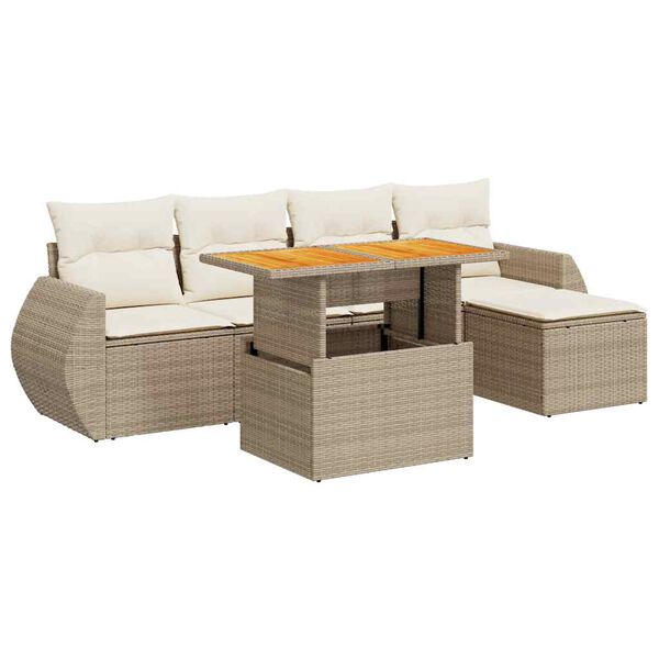vidaXL Salon de jardin avec coussins 6 pcs beige r&eacute;sine tress&eacute;e