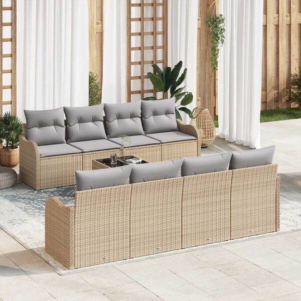 vidaXL Ensemble de canap&eacute; de jardin Beige 55 x 55 x 37 cm polyrotin