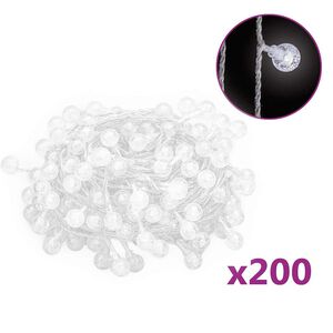 vidaXL Guirlande lumineuse Globe 20 m 200 LED Blanc froid 8 fonctions