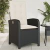 vidaXL Chaises inclinables de jardin lot de 2 et coussins noir rotin