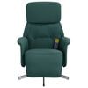 vidaXL Fauteuil inclinable de massage et repose-pieds vert fonc&eacute; tissu
