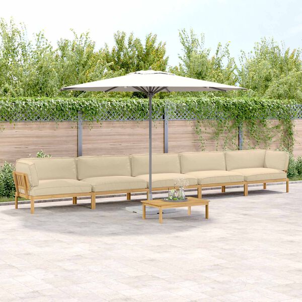 vidaXL Ensemble de Canap&eacute;s Uni 6 pcs Beige Bois d'Acacia Massif