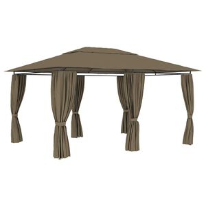 vidaXL Chapiteau de jardin avec rideaux 4x3 m Taupe 180 g/m&sup2;