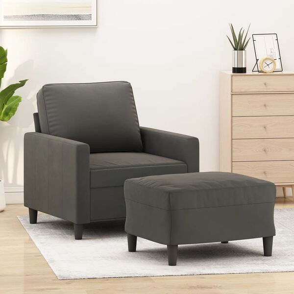 Fauteuil Relax Velours Gris Avec Repose-pieds - Chaise Pivotante 360°, Rembourrage Confortable, Design Moderne